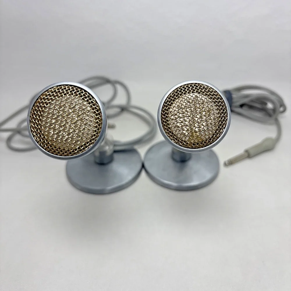 SONOTONE CM-10A 2 Microphones With Stands Vintage 1960s Silver Works Rare